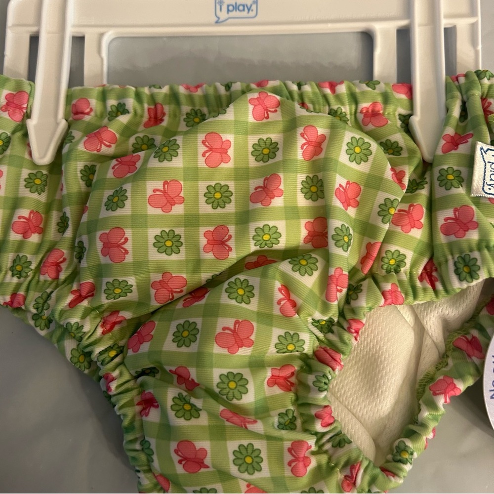 i play. Floral Checkered Swim Diaper